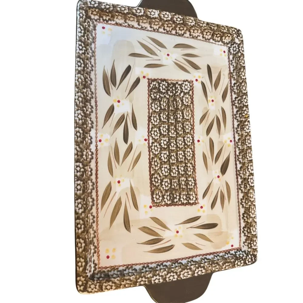 Temp-tations Brown Serving Tray 15.5” X 9.5” By Tara Old World Confetti